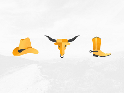 Ranch Hand Icons boot cowboy gold hat icon set icons illustration longhorn ranch spur texas texture