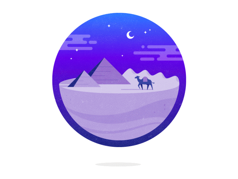 Desert gif flat stars sand moon sun pyramids desert illustration vector svg