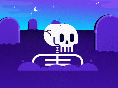 skelly man character cool flat gradient graveyard illustration purple skeleton skelly texture vector