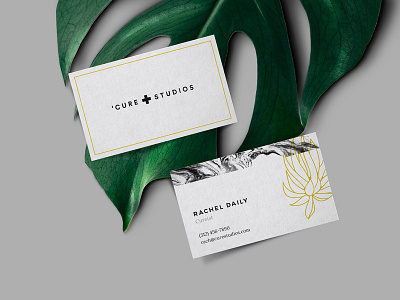 CURE Studios Branding - Business Cards beauty branding business card floral marble modern salon succulent texture