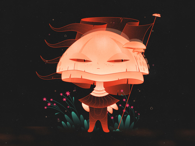 Mushi 1 character cintiq creepy cute fairy flowers magic mushrooms nature texture vector warrior