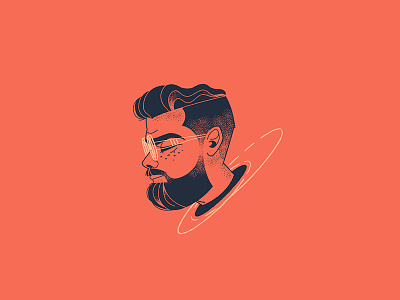 Floating avatar beard character face head illustration man people portrait texture
