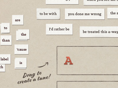 Drag paper cuts and write your own lyrics aap app blues drag skeuomorphic touch table