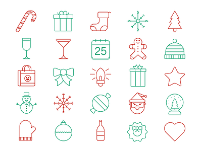 Throwback Xmas Icons christmas drinks fun holiday icon design icons ornament santa snow throwback tree xmas