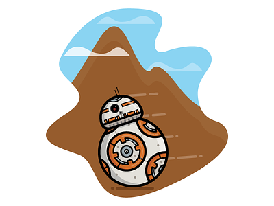Throwback BB-8 Illustration for Star Wars Day! bb 8 design droid fun graphic illustration landscape lucas film may the fourth rey robot star wars