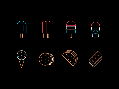 Frozen Treat Line Icons design dessert graphic ice cream ice pop icon design icon set icons line art popsicle treats vector