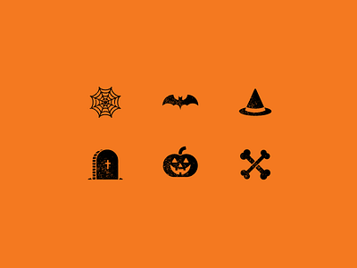 Halloween Icons bat bones grave halloween icon icon design illustration pumpkin texture vector web witch
