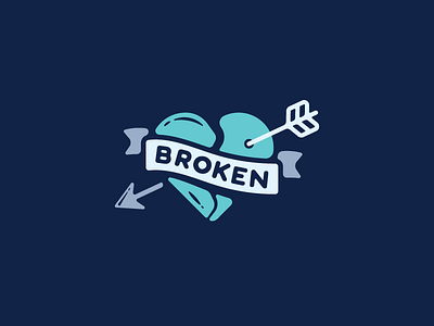 Broken & Blue arrow badge badge design banner blue draw heart icon icon design logo logo design sad