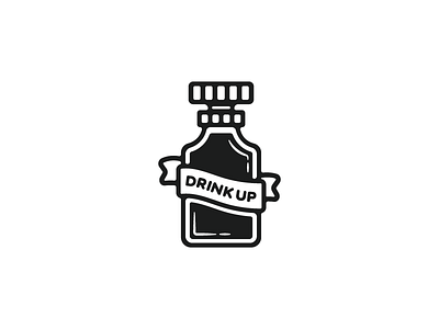 Drink Up alcohol badge design banner decanter drink icon icon design illustration line art pin type typography