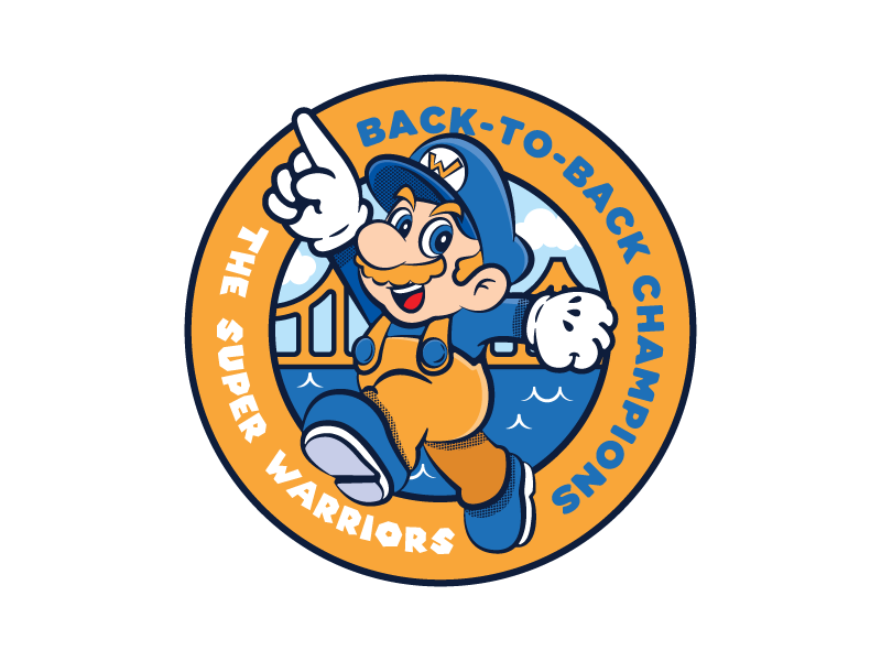 Throwback to the The Super Warriors badge basketball california character character design dribbble golden state graphic mario nba vector video game