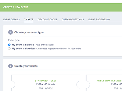 Create Event - Tickets Section