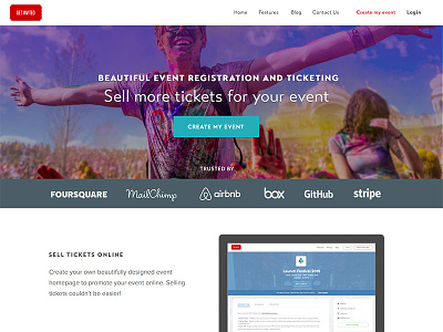Get Invited Homepage design homepage ticketing