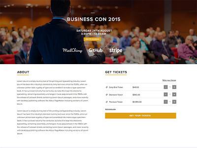 Business themed event page