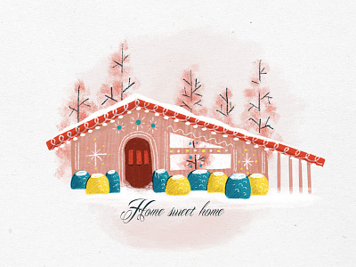Holiday Sketching - Home Sweet Home christmas gum drops holiday home illustration mid century modern sketch
