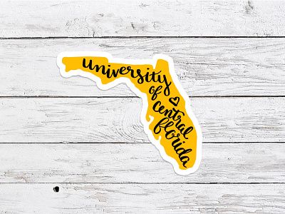 UCF Sticker Concept black gold hand lettering script state ucf university of central florida yellow