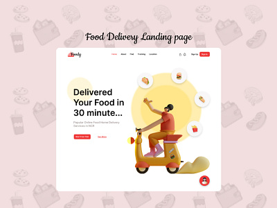 Food Delivery Landing Page 3d design figma illustration ui uiux vector