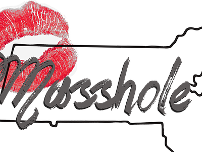 "Masshole" Smooches Design - NFS creative play kisses ma state outline masshole tshirt ideas