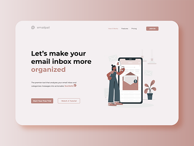 emailpail | Web Design app design graphic design illustration landingpage navbar ui uiux ux vector visualdesign webdesign website