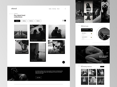 Photography Landing Page | ethereal bar button colors design footer graphic design header homepage landingpage logo navbar navigationbar photography photoshoot section ui uiux ux web webdesign