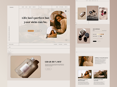 Skin Care Brand - Amore branding button colors design footer graphic design header homepage illustration landingpage logo navbar product skincare ui uiux webdesign website