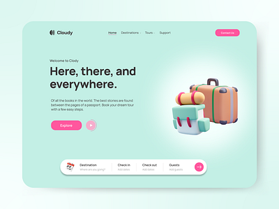 Cloudy | Travel Agency agency behance branding design destination dribbblers figma graphic design landingpage logo navbar travel typography ui uiux userinterface ux vector web webdesign