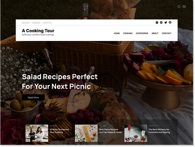 The Cooking Tour | Blog Website article blog branding cooking design feed graphic design herosection homepage illustration landingpage landingsection logo navbar recipes section ui uiux ux webdesign