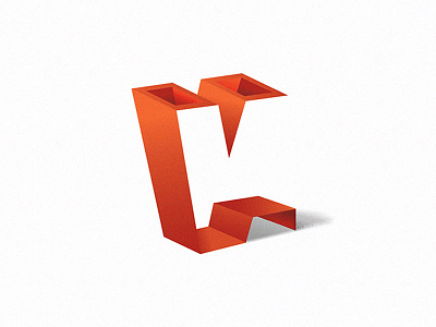 V 3d letter logo negative space v
