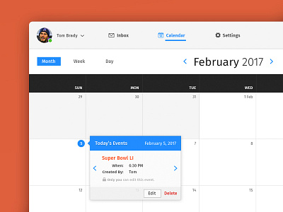 Calendar calender design football go pats super bowl li wip interface ui