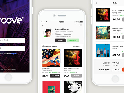 Groove App app groove music records ui ui design vinyl