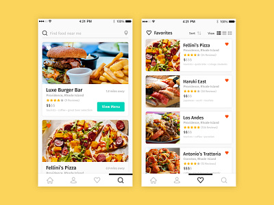 Food App app colors food rhode island typography ui ui design ux