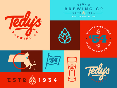 Tedy's Brewing Co. beer boston brewery colors design icons logo logos logotype marks tedy bruschi typography