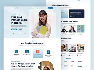 Online Learning, Education, Kindergarten landing Page Design landing page new deisgn ui ux