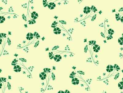 seamless floral pattern, small green flowers watercolor pattern spring wallpaper