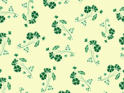 seamless floral pattern, small green flowers watercolor pattern