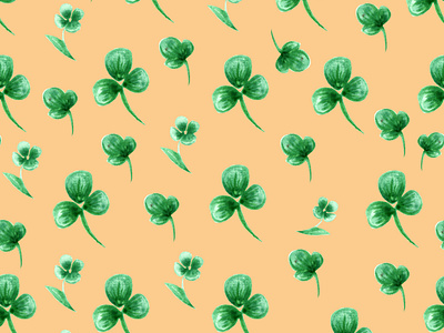 trefoil pattern, shamrock seamless pattern, clover leaf