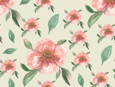 Summer garden, wild roses watercolor seamless pattern wrapping paper