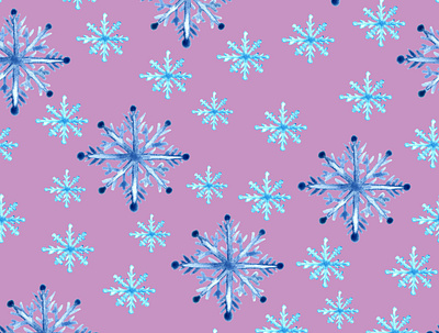 watercolor snowflakes seamless pattern, purple background celebration cold colorful design for fabric and paper illustration party purple background wrapping paper