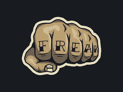 Freak power 6 fingers design fingers fist fist bump freak halftone illustration photoshop sticker tattoo typography