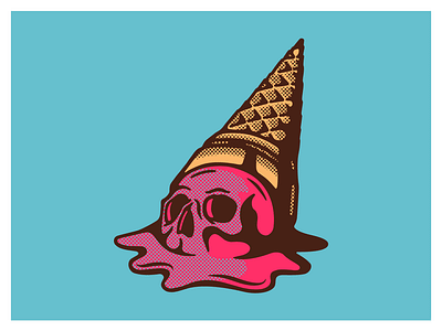 Ice Scream death design digital halftone ice ice cream ice cream cone illustration illustrator melted pattern skull texture vector wacom