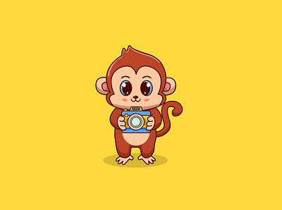 character mascot logo monkey animation cute graphic design logo vector