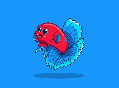 Betta fish mascot logo animation cute graphic design illustration logo