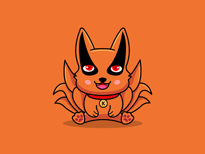 cute kurama with happy face animation anime cue cute fox fox lover graphic design illustration japan lover kurama logo motion graphics naruto lover