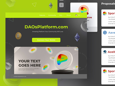 DAO Platform (Crypto Currency) android crypto dao platform ios app landing page design mobile app ui design uiux uiux design ux design web design