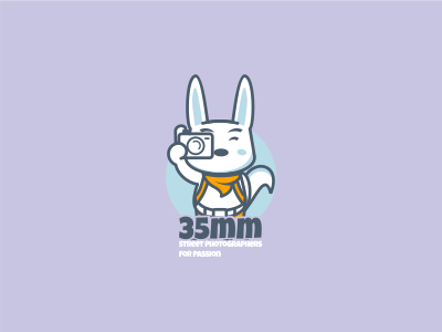 35mm Street Photography blue camera character concept design icon logo photography rabbit shutter
