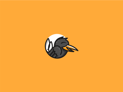 Black Raven bird character friendly logo mascot playful raven