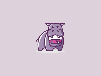 Hippo animal cartoon character cute hippo logo mascot playful