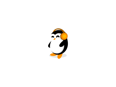 Enjoy the beat artic black character cute logo mascot penguin playful white