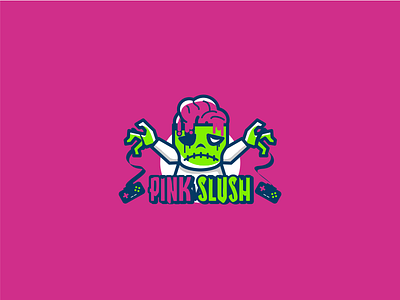 Pink Slush Gaming character dead fun game green logo mascot pink playful youthful zombie