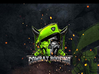 Combatroofing badass branding combat kickass logo military skull tactical