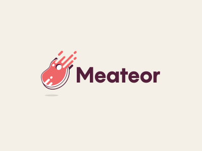 Meat + Meteor concept food logo meat meteor playful